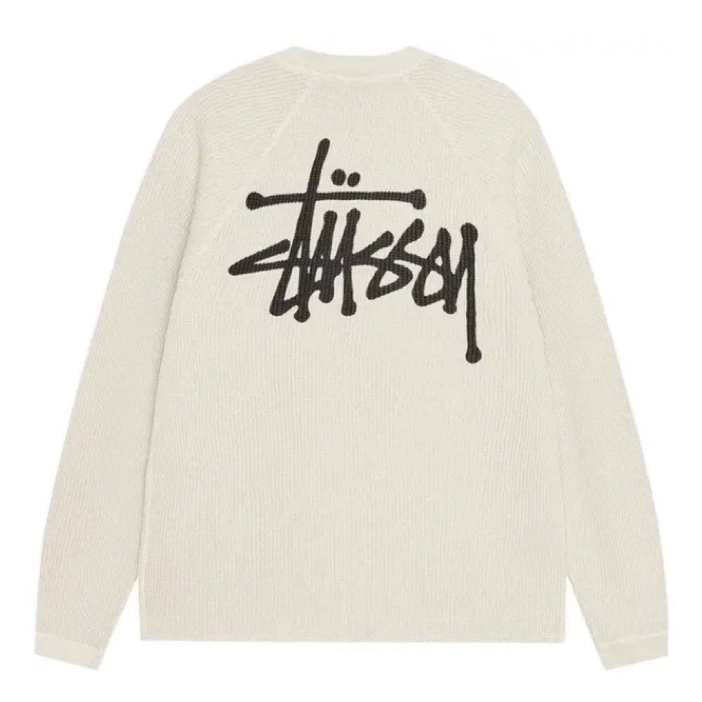 Stussy Raglan Thermal Long - Sleeve Crew Bone - Afewvibe