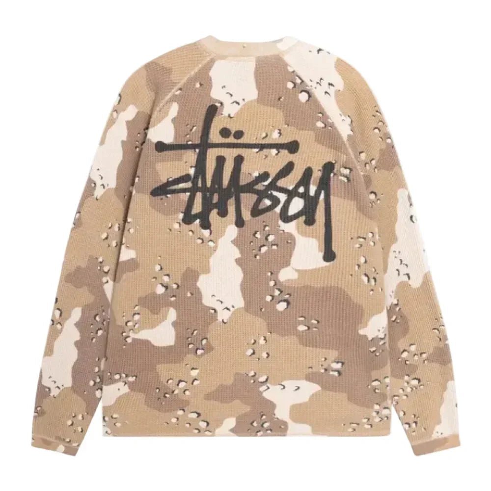 Stussy Raglan Thermal Long - Sleeve Crew Desert Camo - Afewvibe