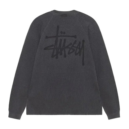 Stussy Raglan Thermal Long - Sleeve Crew Washed Black - Afewvibe