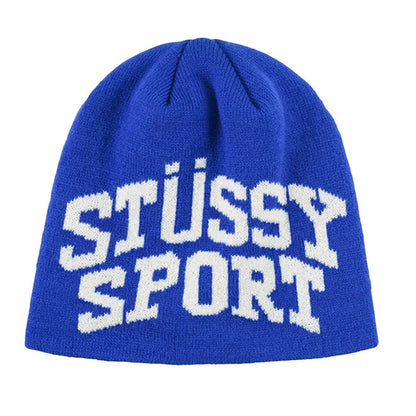 Stussy Sport Jacquard Skullcap Beanie Blue - Afewvibe