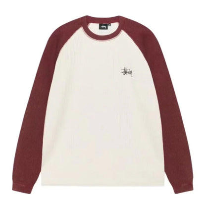 Stussy Thermal 2 Tone Raglan Shirt White - Afewvibe