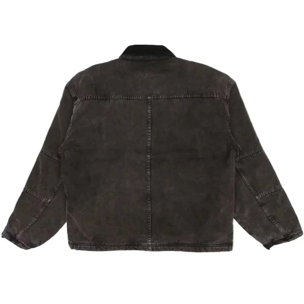 Stussy Washed Canvas Shop Jacket Black - Afewvibe