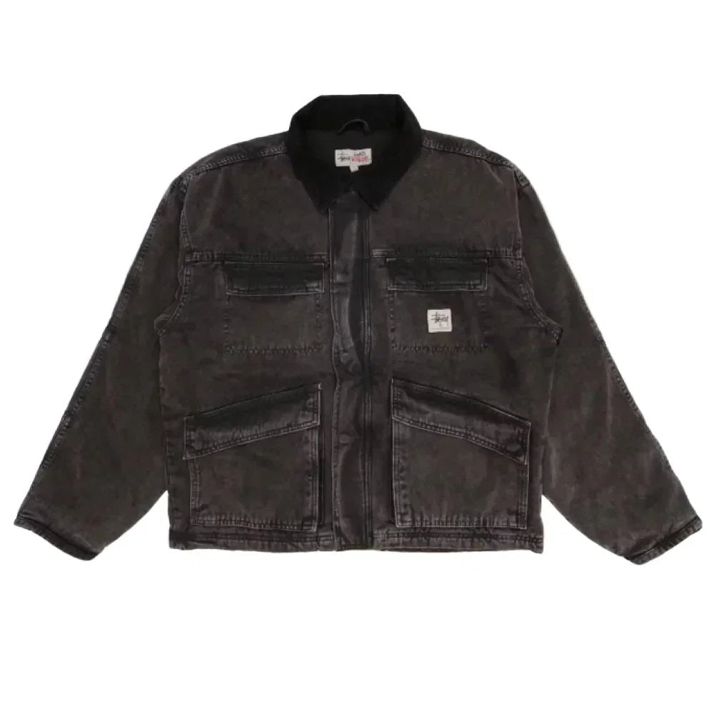 Stussy Washed Canvas Shop Jacket Black - Afewvibe