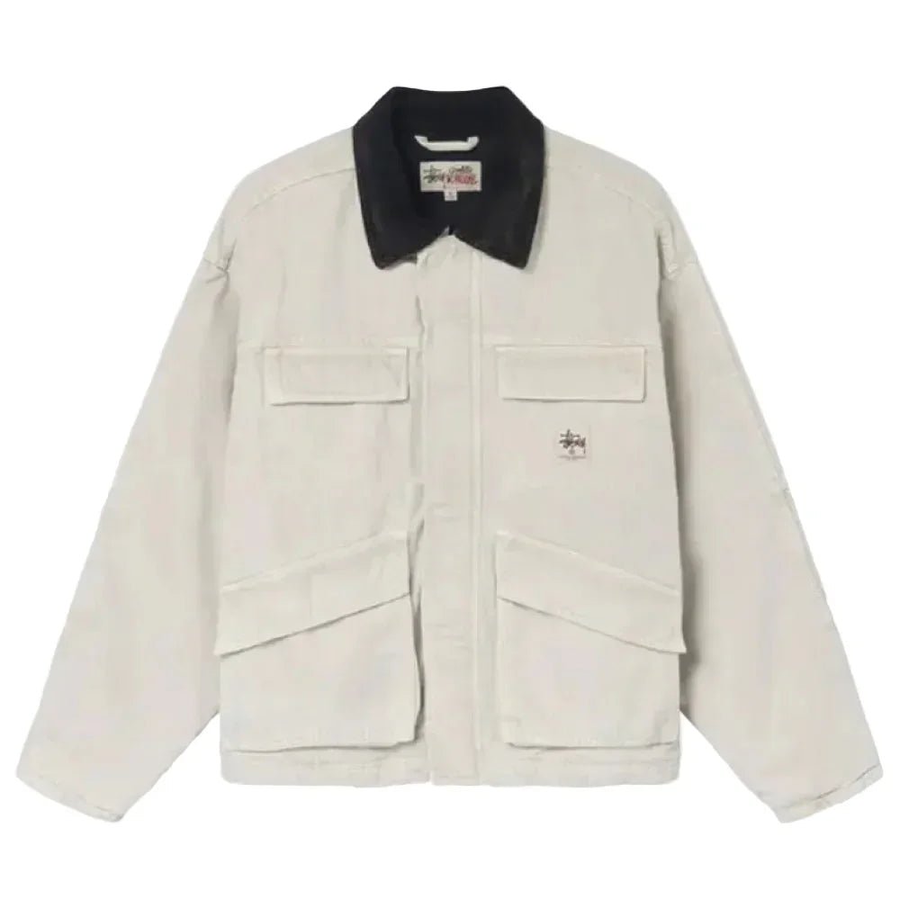 Stussy Washed Canvas Shop Jacket Bone - Afewvibe