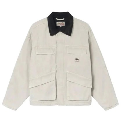 Stussy Washed Canvas Shop Jacket Bone - Afewvibe
